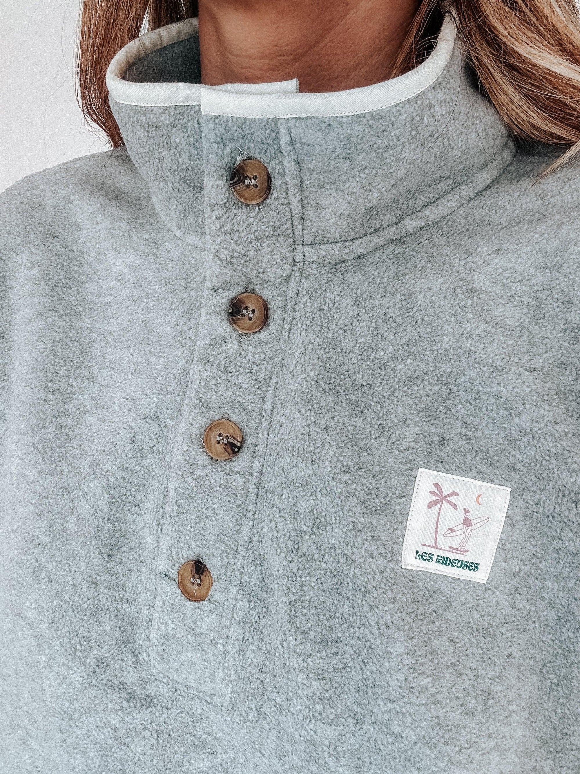 Pull polaire gris chiné