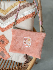 Pochette sacoche en éponge terracotta avec corde amovible