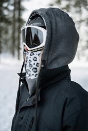 Capuche thermique doublée avec cache-cou intégré anthracite et Léo gris