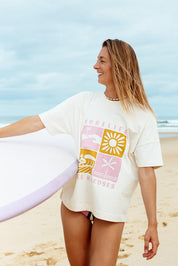 T-shirt oversize Surf life crème