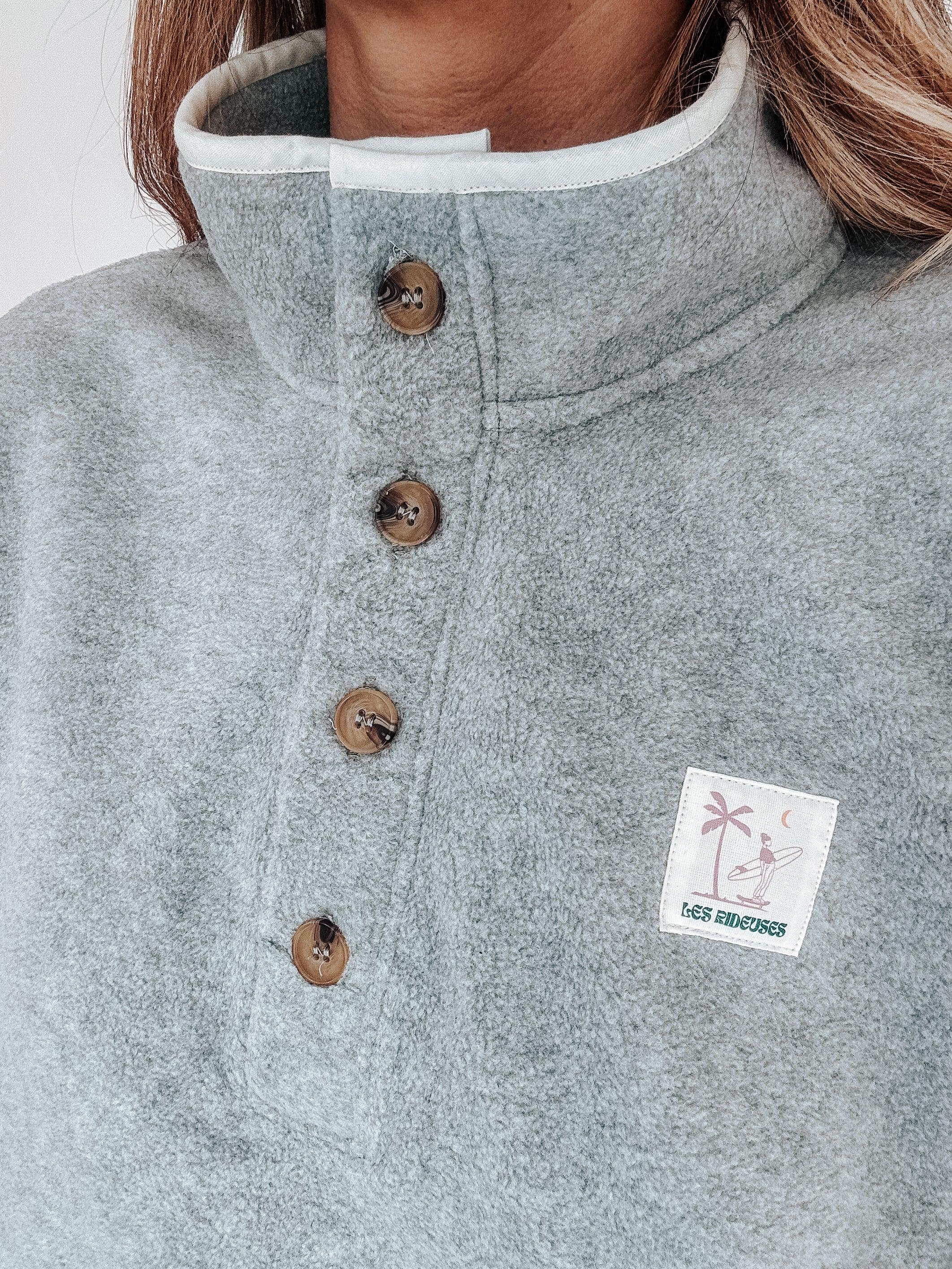 Pull polaire gris chiné