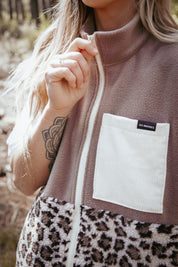 Veste polaire sherpa sans manche doublée Léo/capuccino