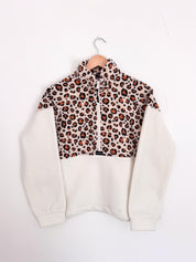 Pull polaire Léopard marron et écru