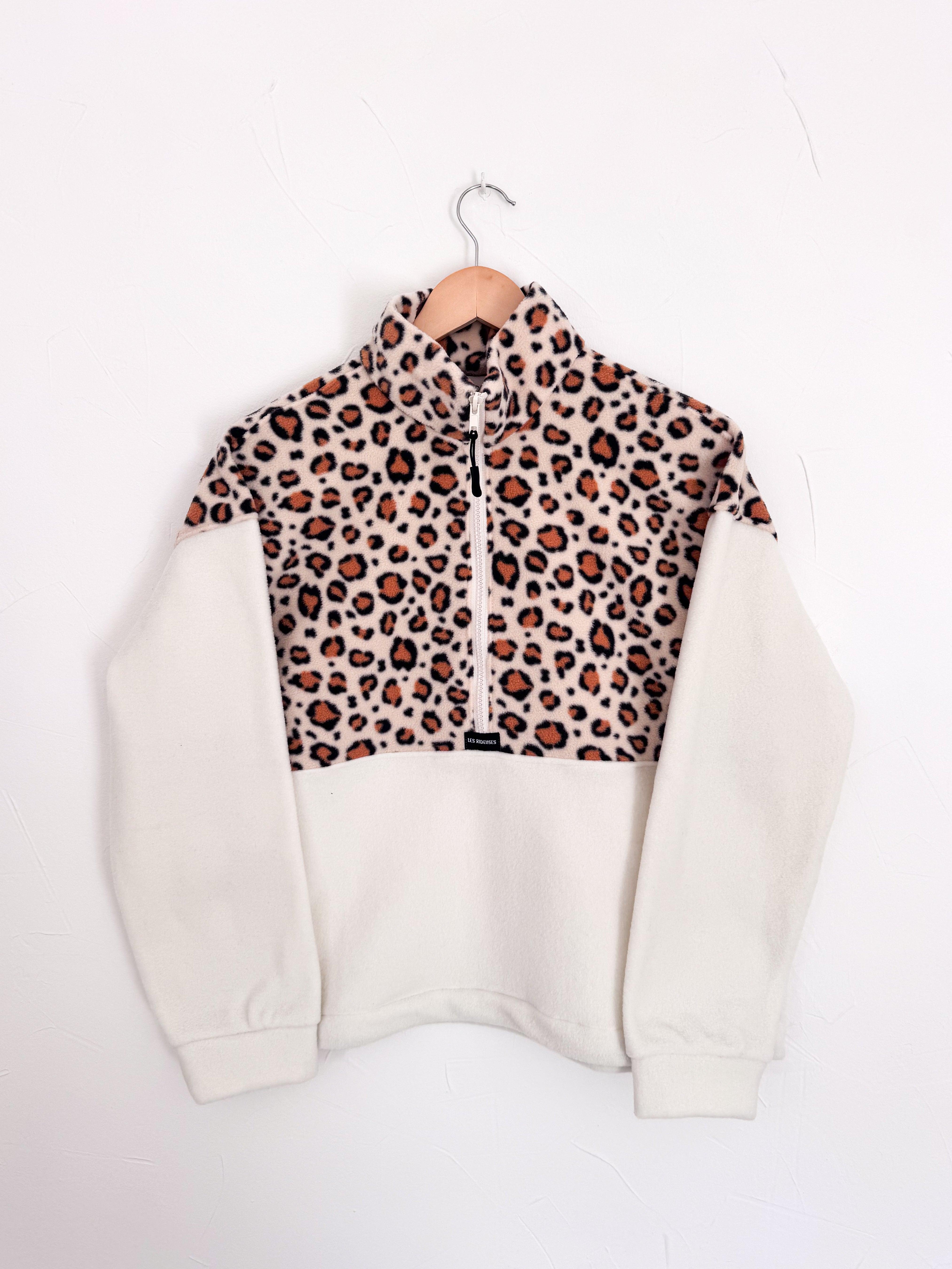 Pull polaire Léopard marron et écru