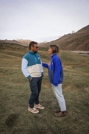 Veste polaire bleu cobalt et bleu nuit