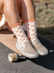 Chaussettes Les Rideuses Coral checker