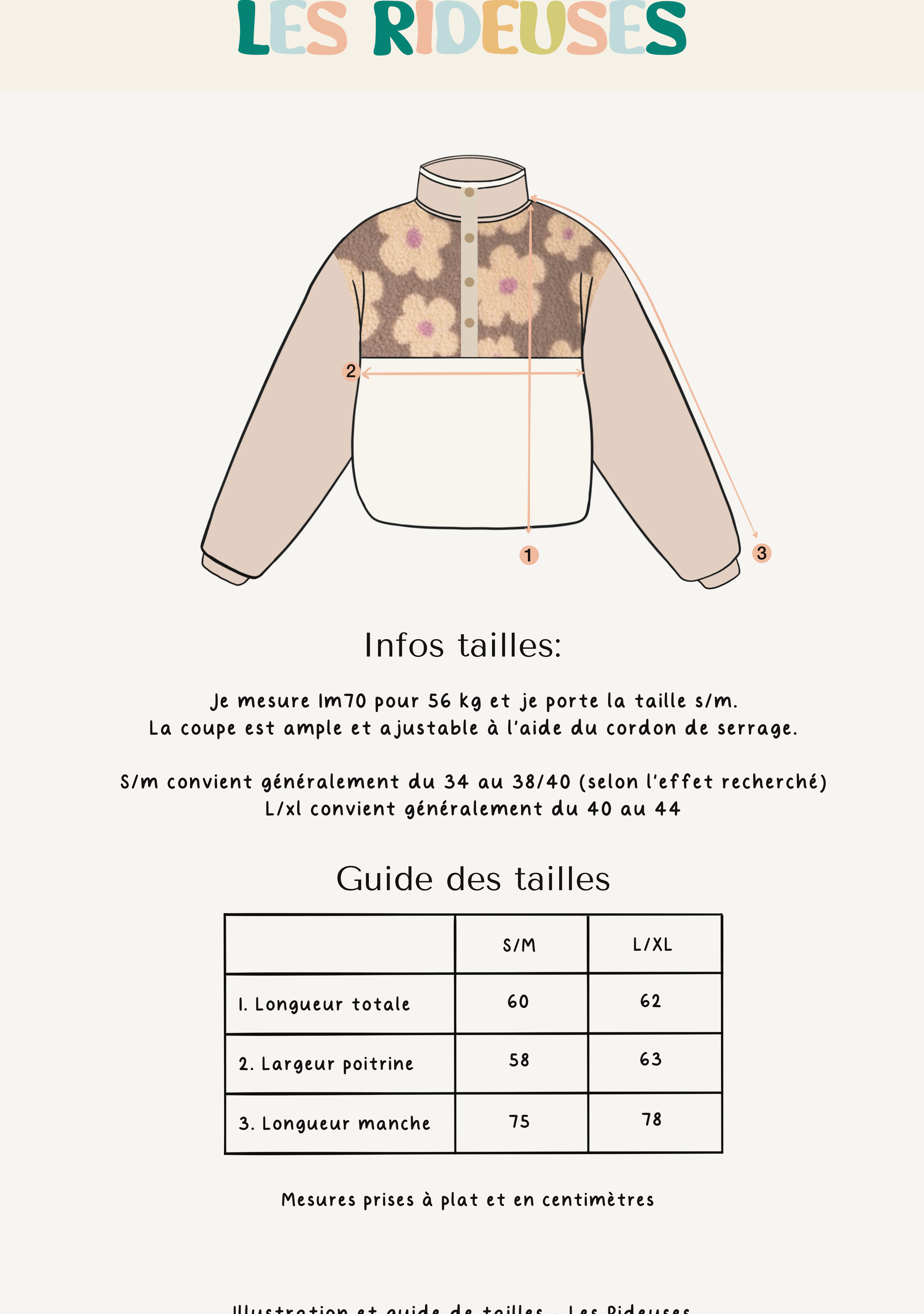 Veste polaire sherpa fleurs/beige & écru