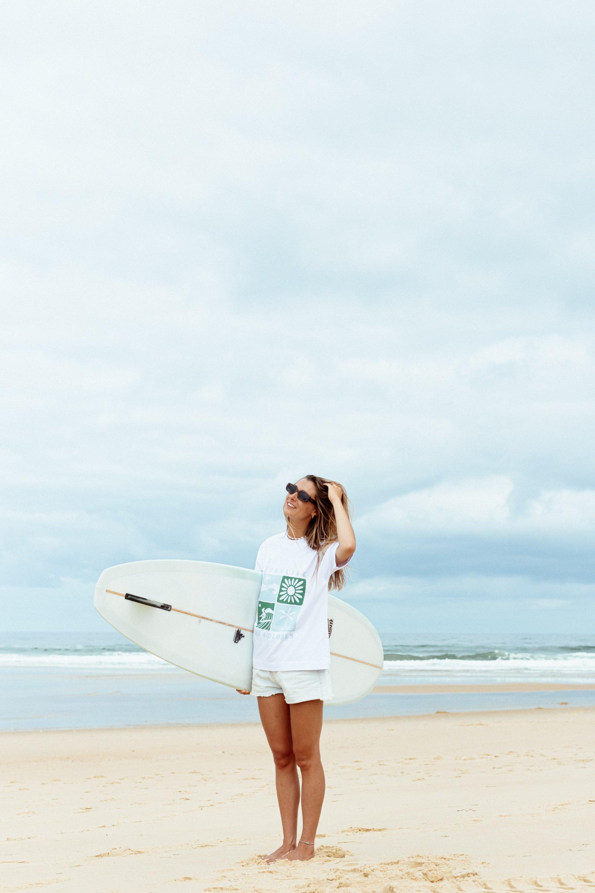 T-shirt oversize Surf life Blanc