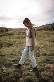 Veste polaire cappucino, beige et lila