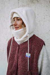 Capuche thermique doublée avec cache-cou intégré écru