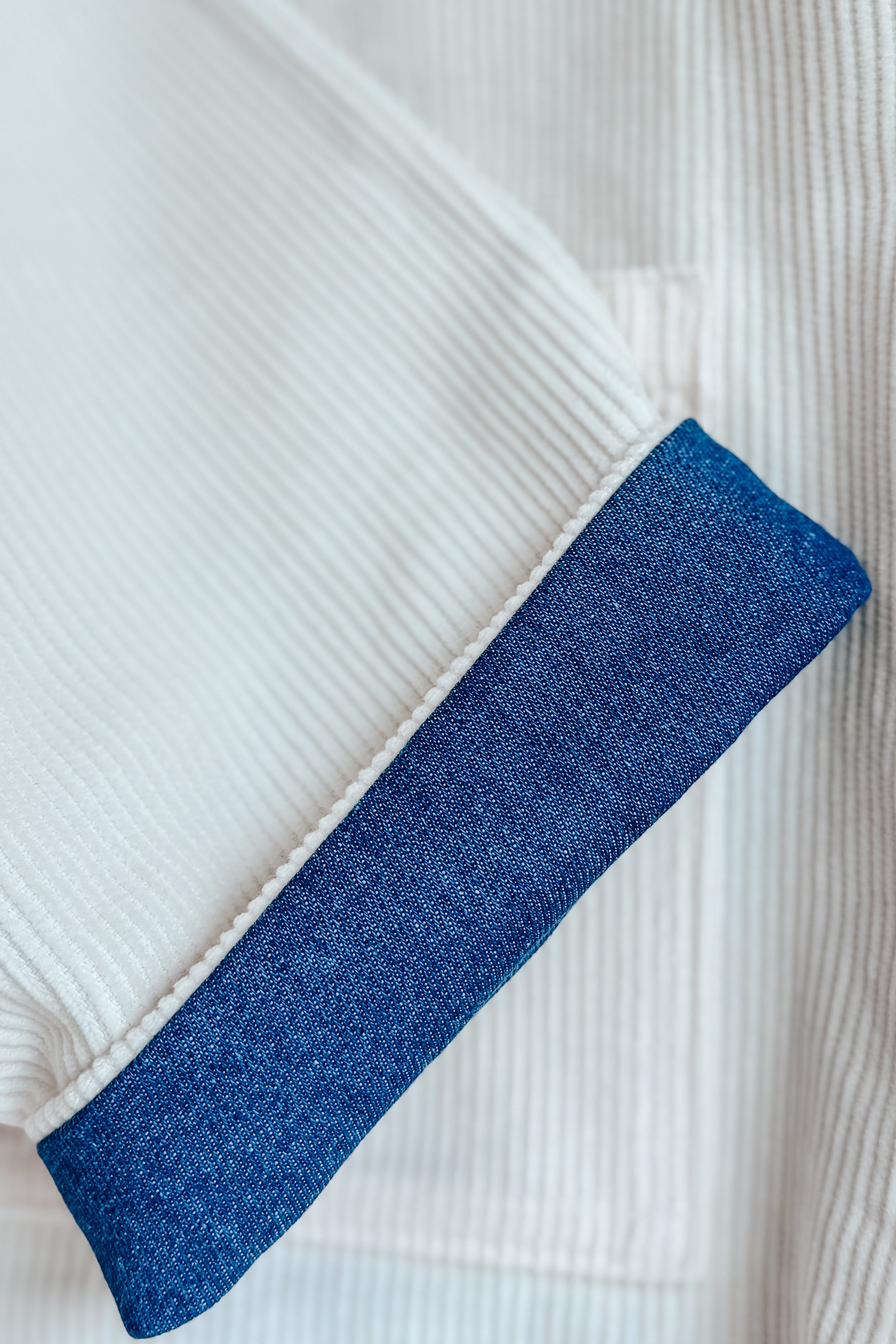 Veste 2 en 1 réversible Jean moyen/velours écru