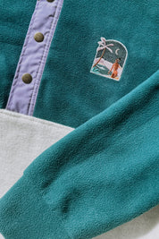 Veste polaire vert forêt/ lila & écru