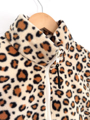 Pull polaire Léopard marron et écru