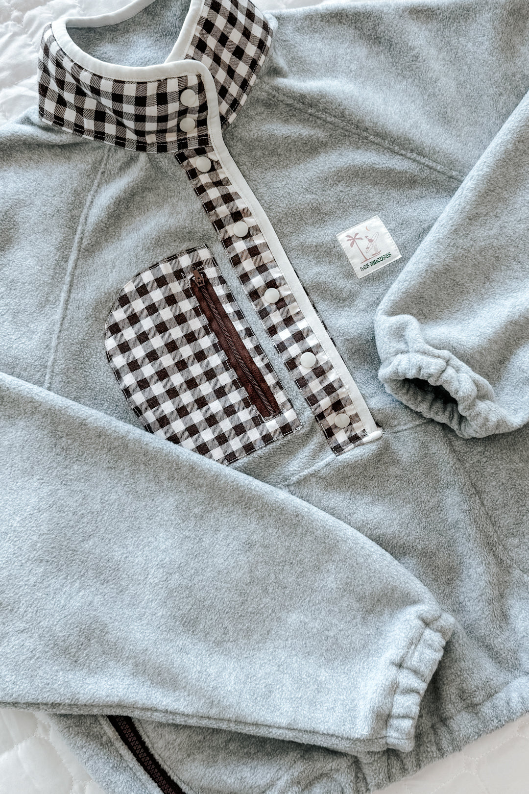 Veste polaire gris & laine vichy - 3 poches - Édition limitée