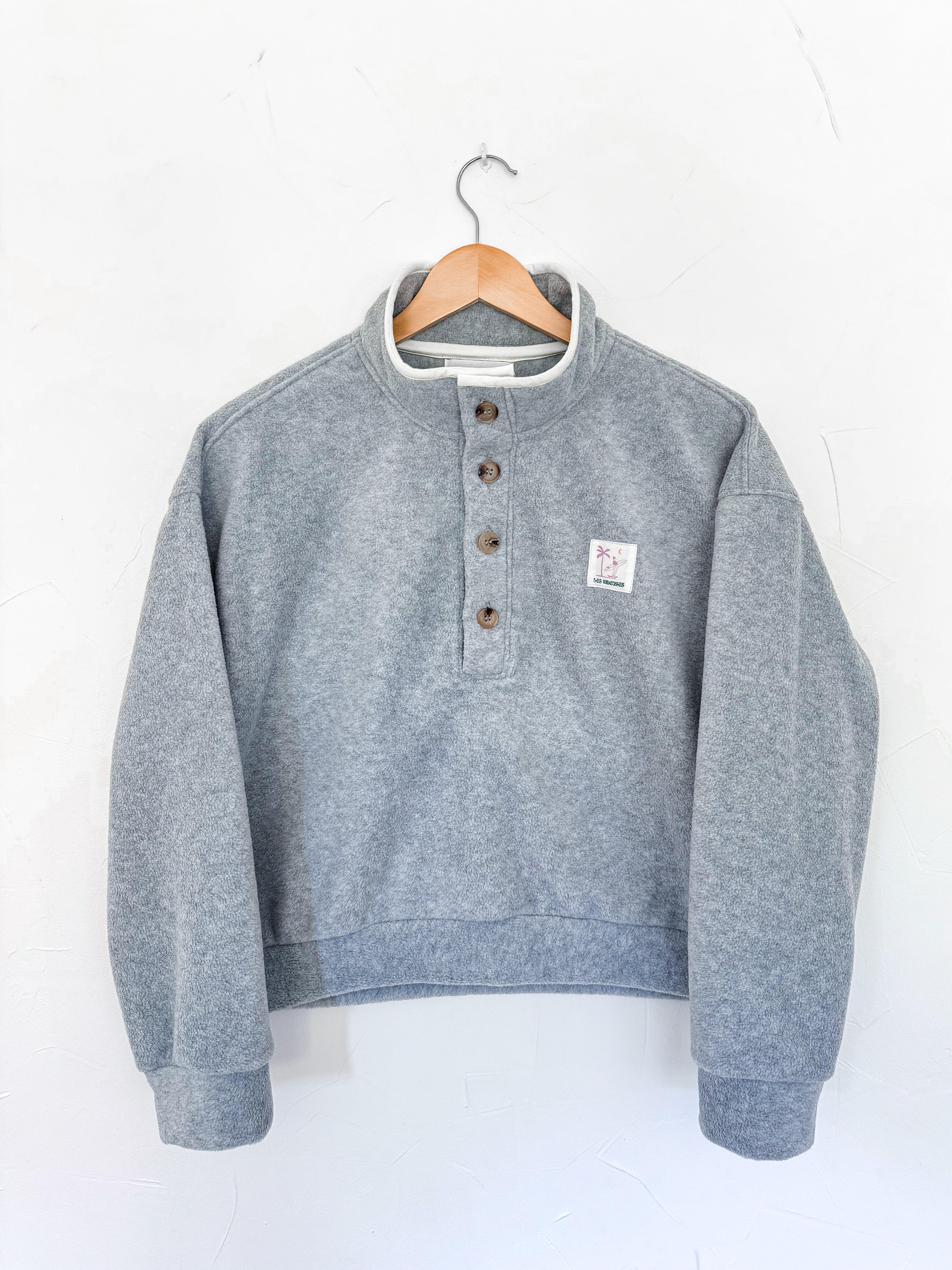 Pull polaire gris chiné