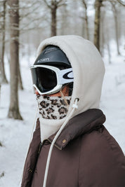 Capuche thermique doublée avec cache-cou intégré beige et Léo