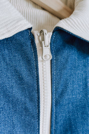 Veste 2 en 1 réversible Jean moyen/velours écru