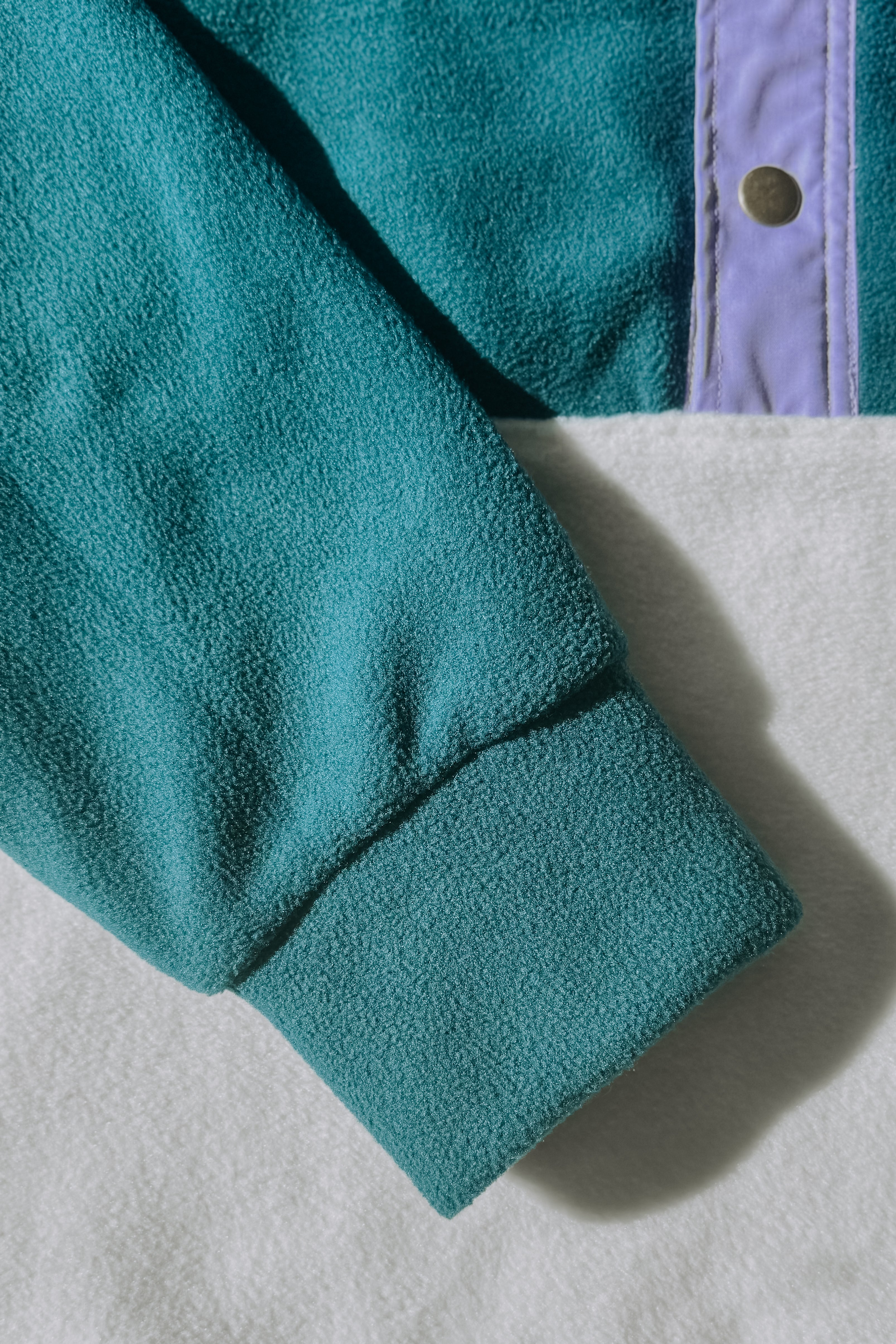 Veste polaire vert forêt/ lila & écru