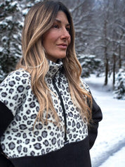 Pull polaire Léopard gris et noir