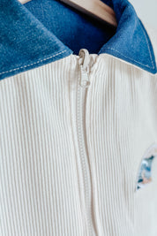 Veste 2 en 1 réversible Jean moyen/velours écru