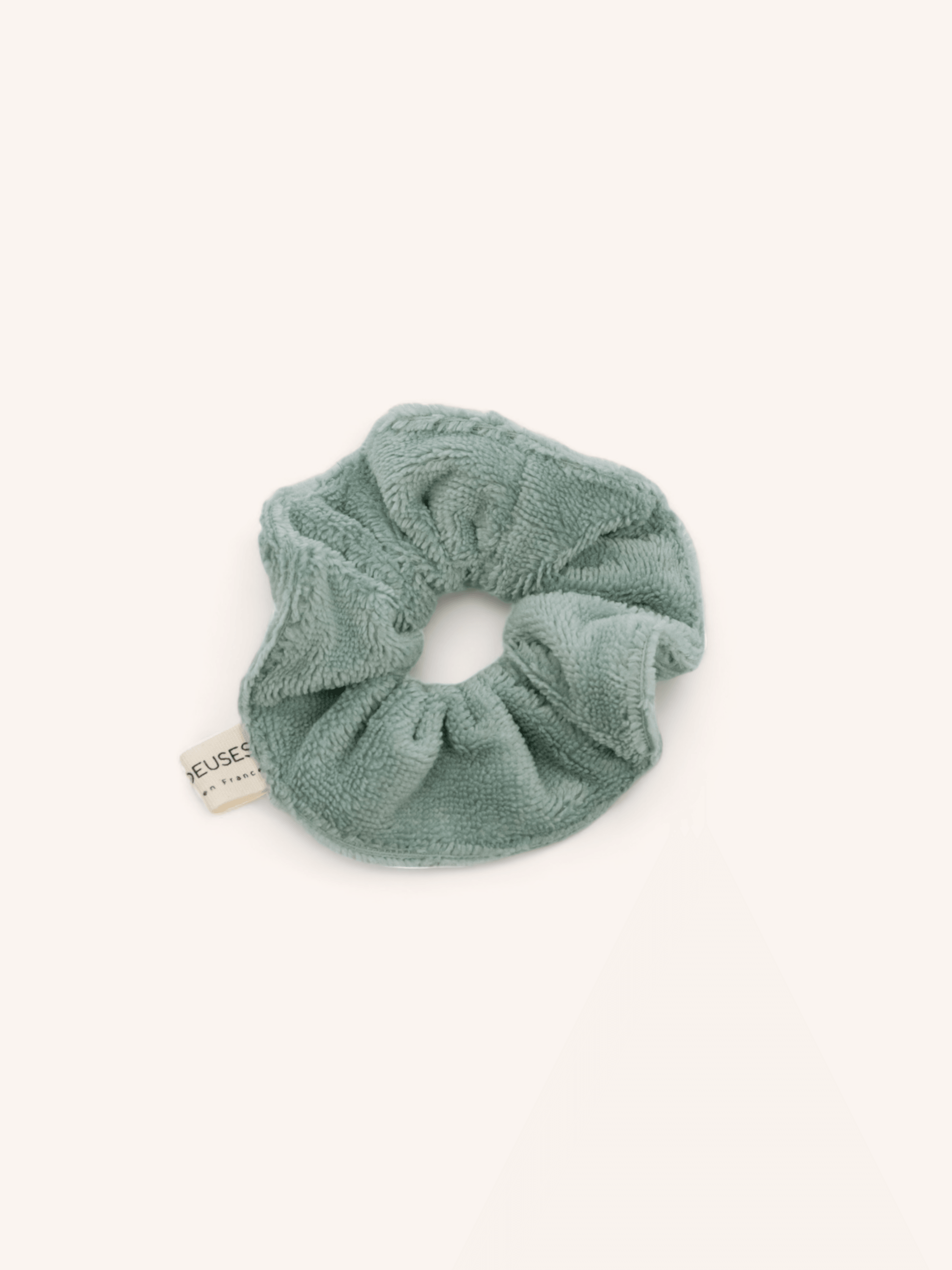 Chouchou en éponge vert sauge