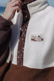 Pull polaire Café Léo velours - Écusson au choix