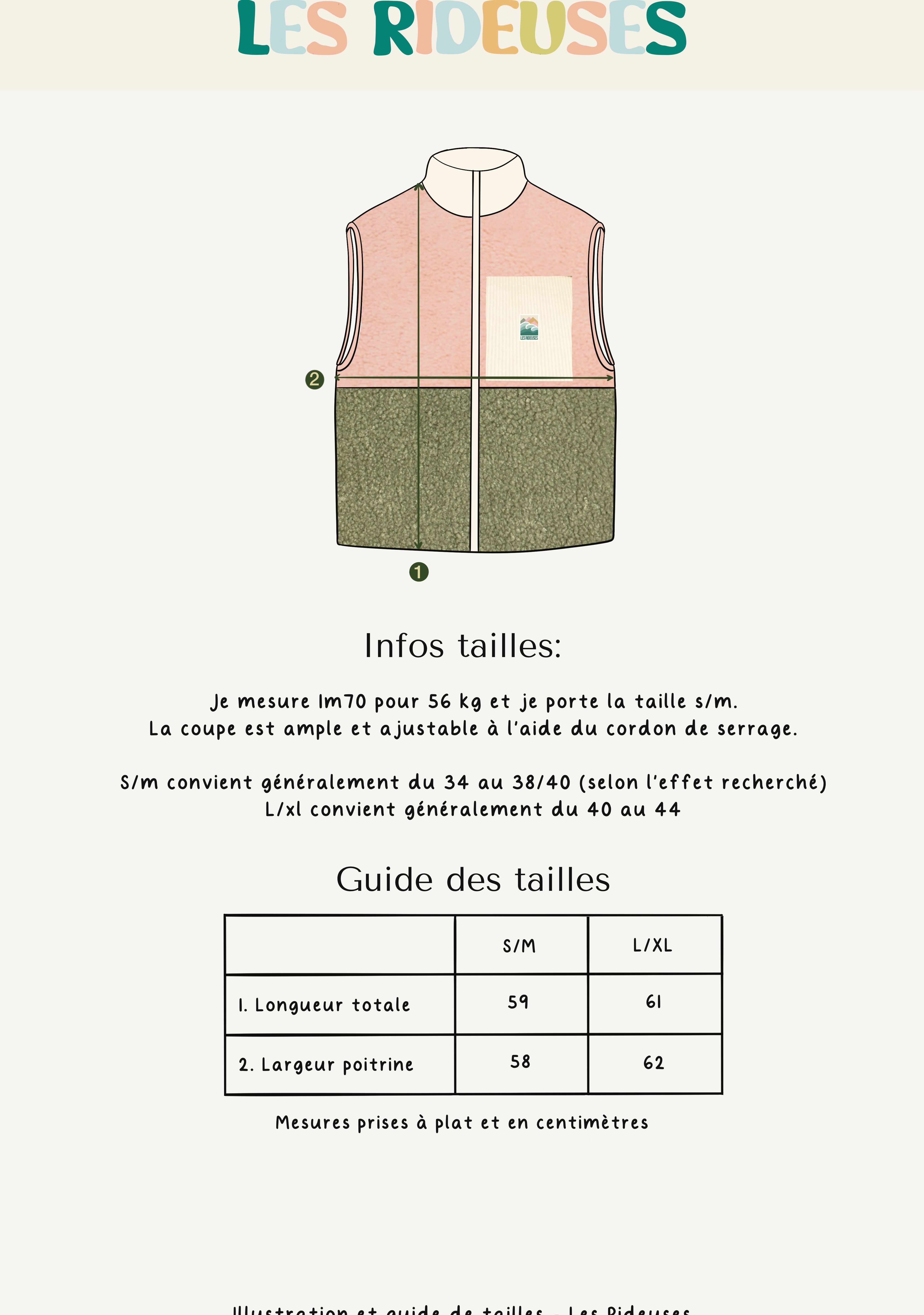 Veste sherpa sans manches rose pâle & kaki clair