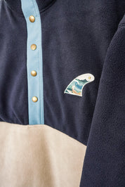 Veste polaire bleu marine, beige et bleu baby