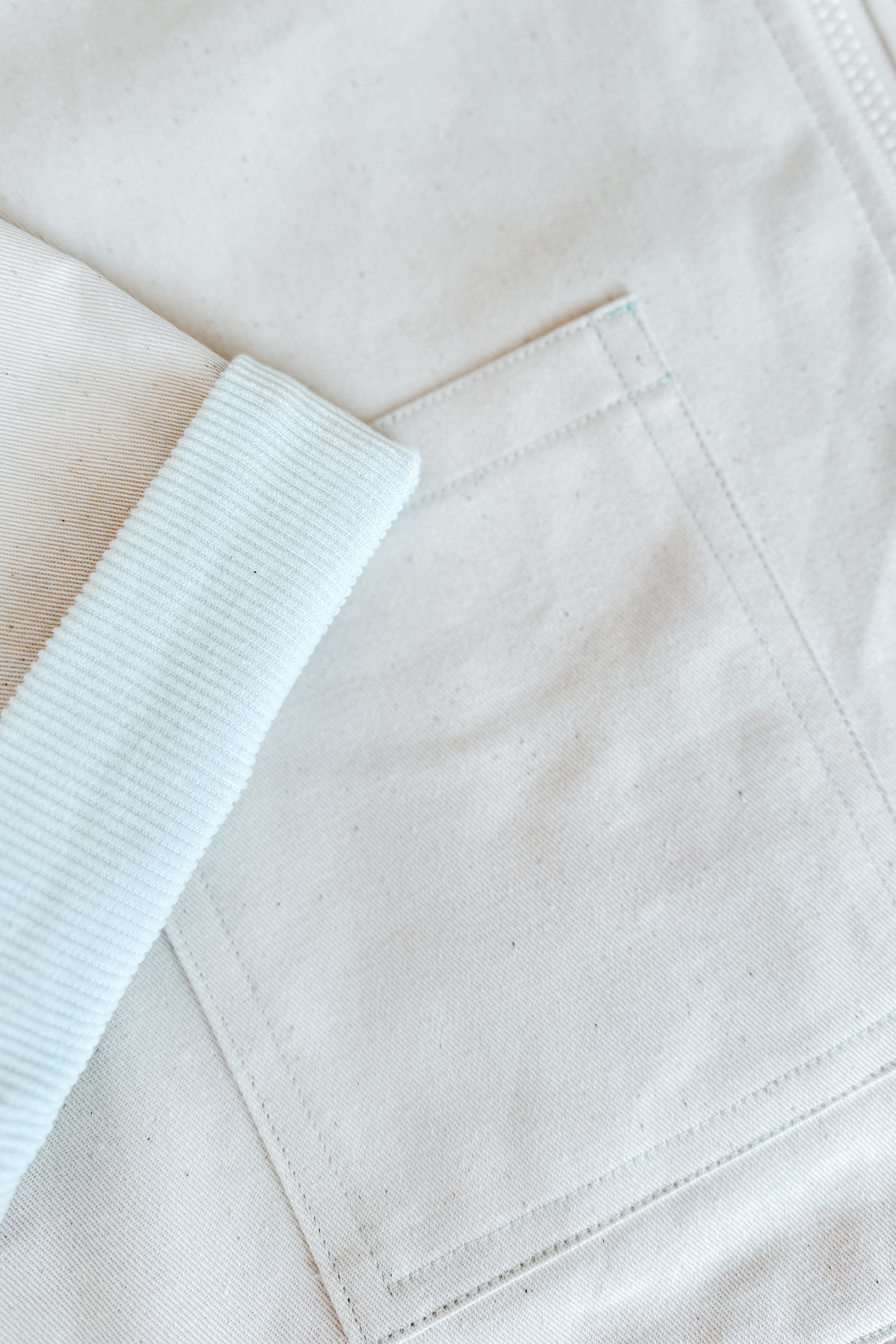 Veste 2 en 1 réversible Denim écru/velours vert d’eau