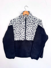 Pull polaire Léopard gris et noir