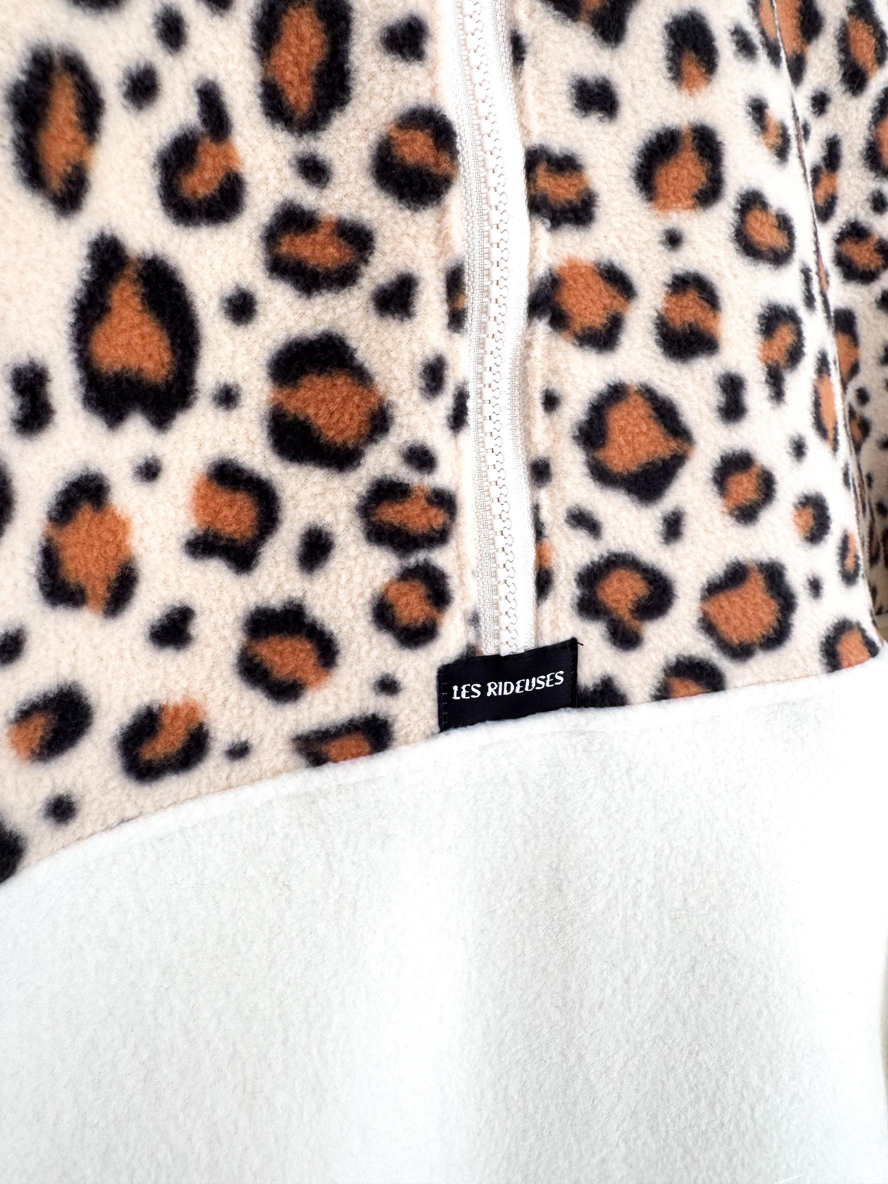 Pull polaire Léopard marron et écru
