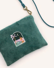 Pochette sacoche en éponge vert forêt avec corde amovible / sur commande