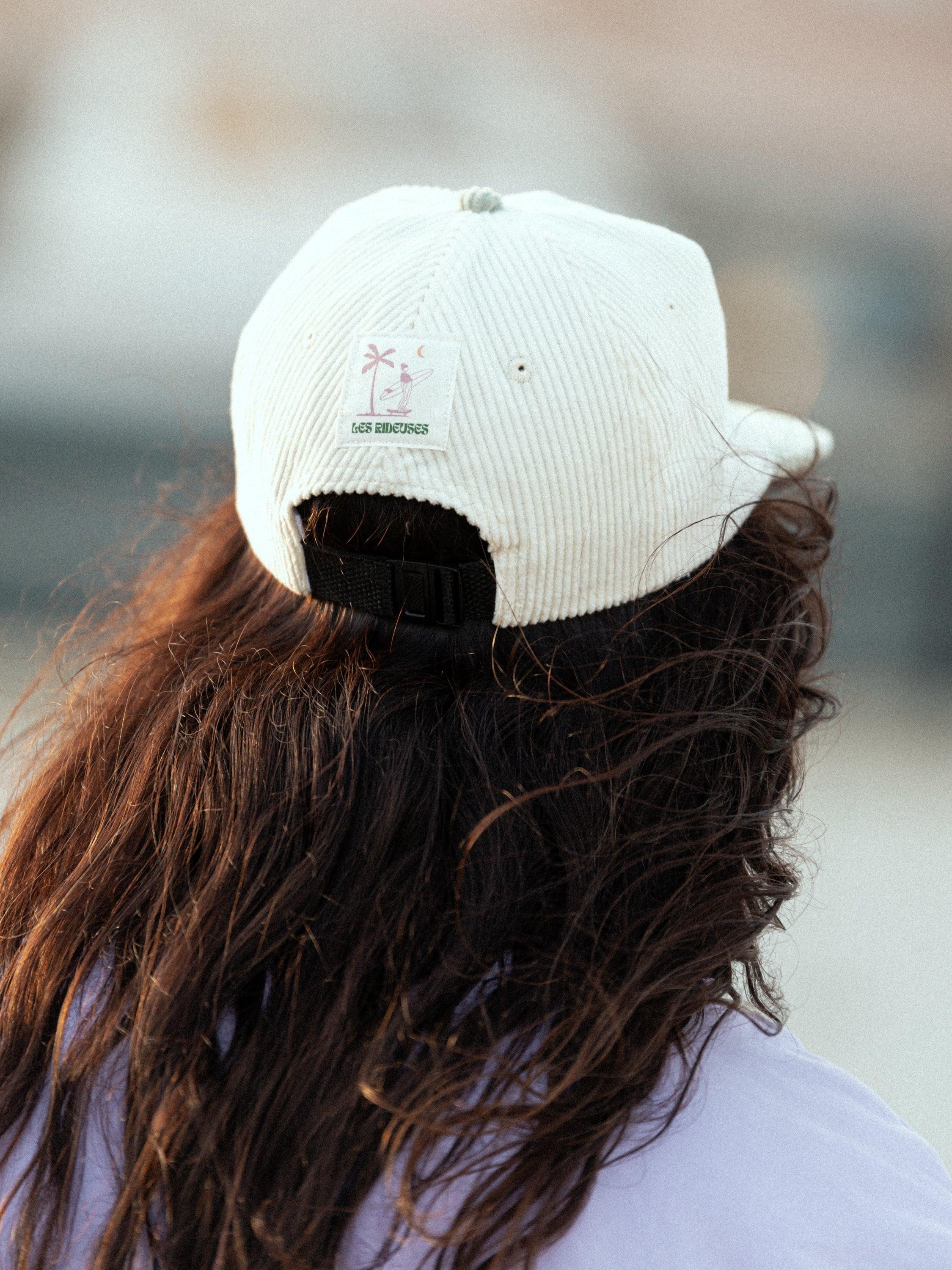 Casquette en velours bicolore verte/écrue