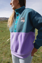 Veste polaire vert forêt et lila