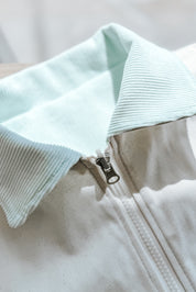 Veste 2 en 1 réversible Denim écru/velours vert d’eau