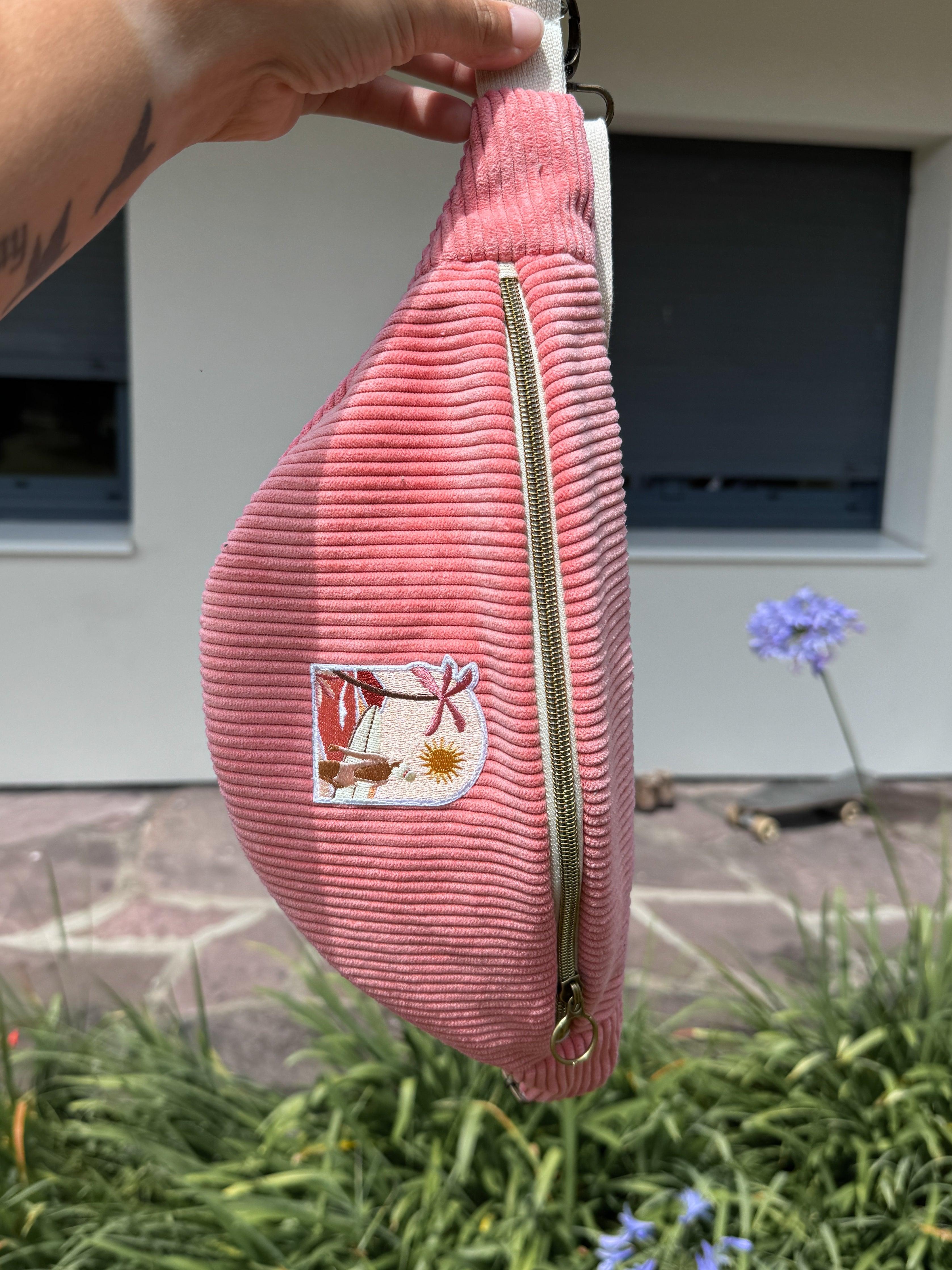 Banane en velours côtelé rose flashy / sunny days / sur commande