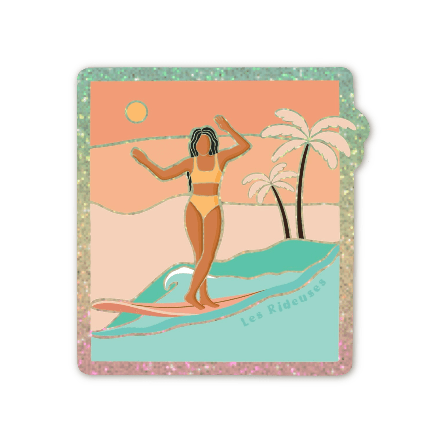 Autocollant pailleté surf
