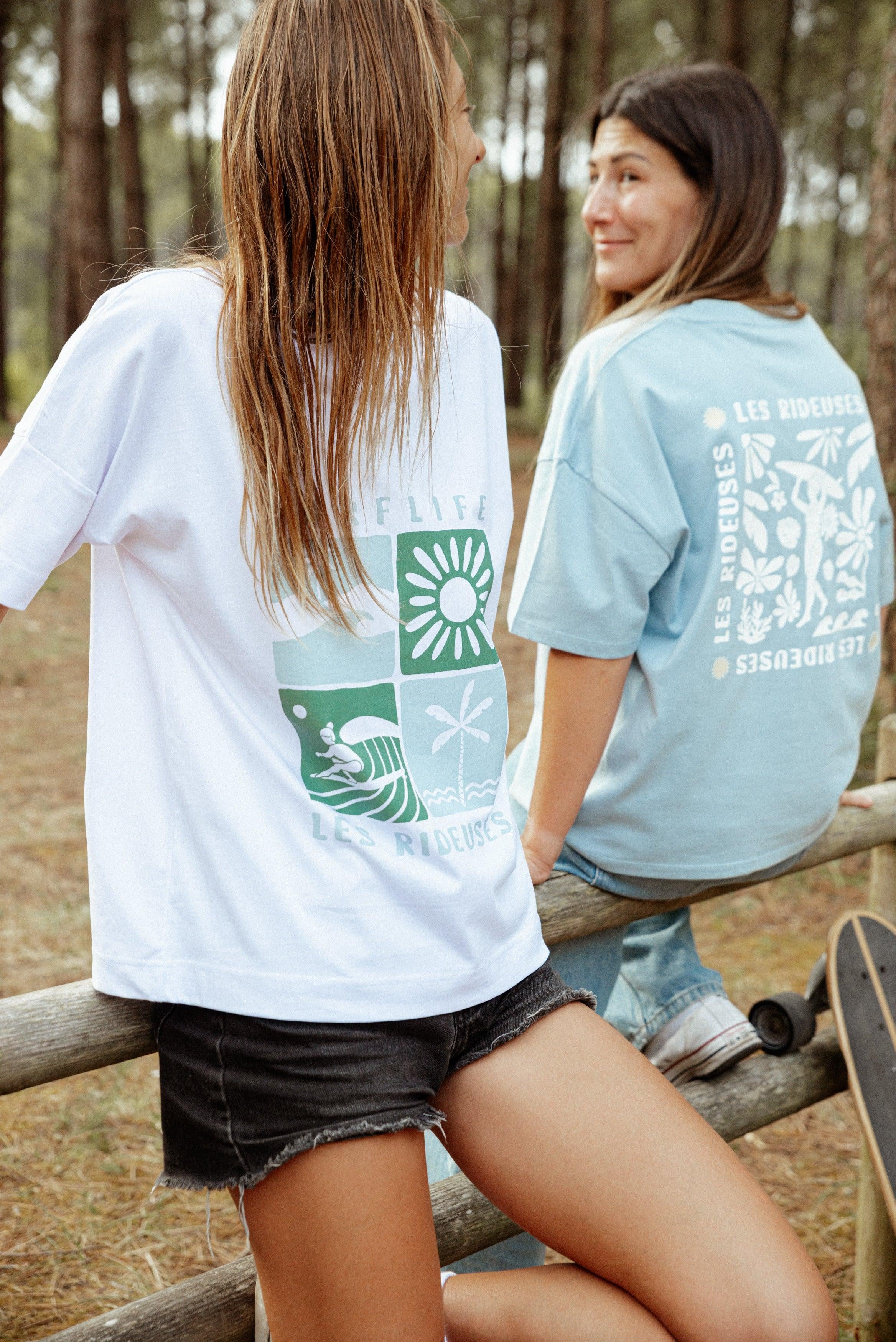 T-shirt oversize Surf life Blanc