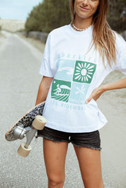 T-shirt oversize Surf life Blanc