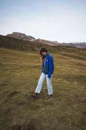 Veste polaire bleu cobalt et bleu nuit