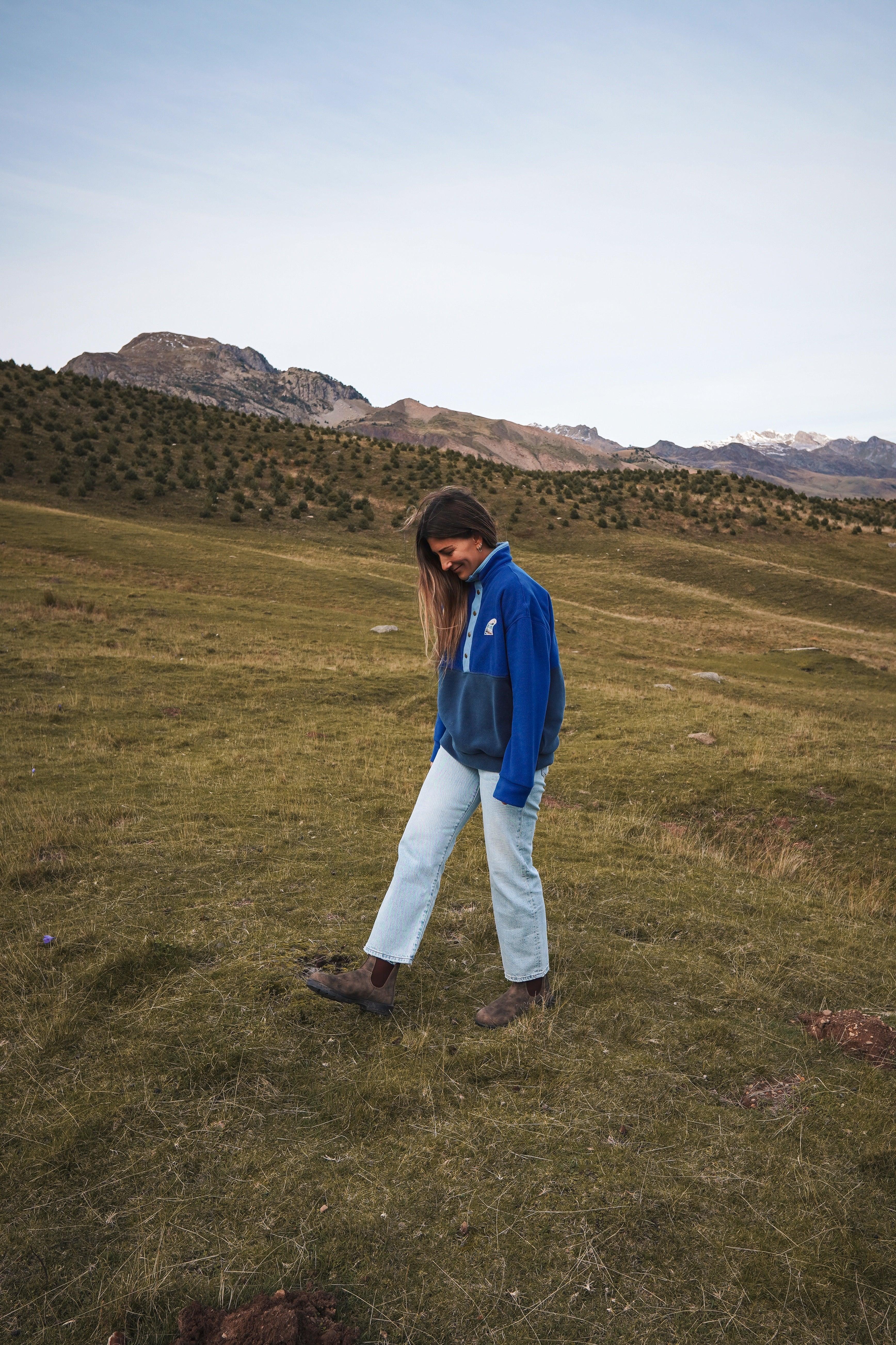 Veste polaire bleu cobalt et bleu nuit