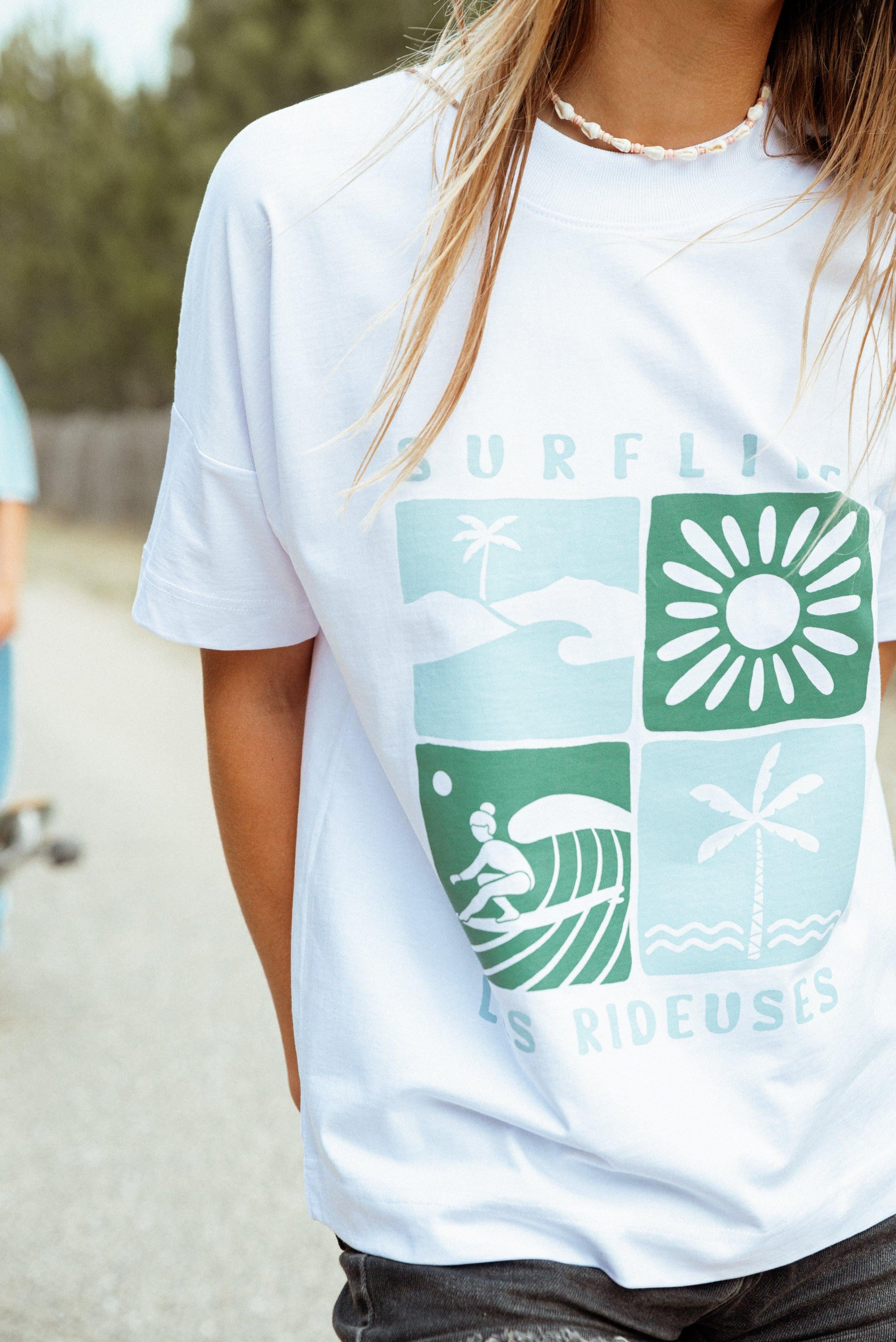 T-shirt oversize Surf life Blanc