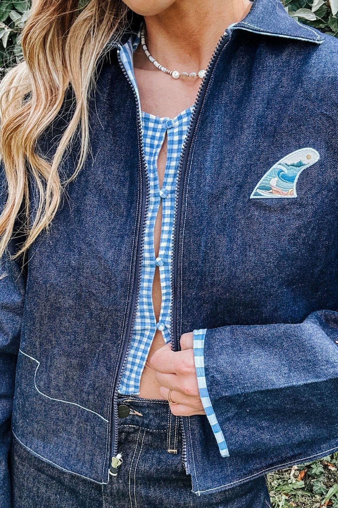 Veste Denim brut et vichy