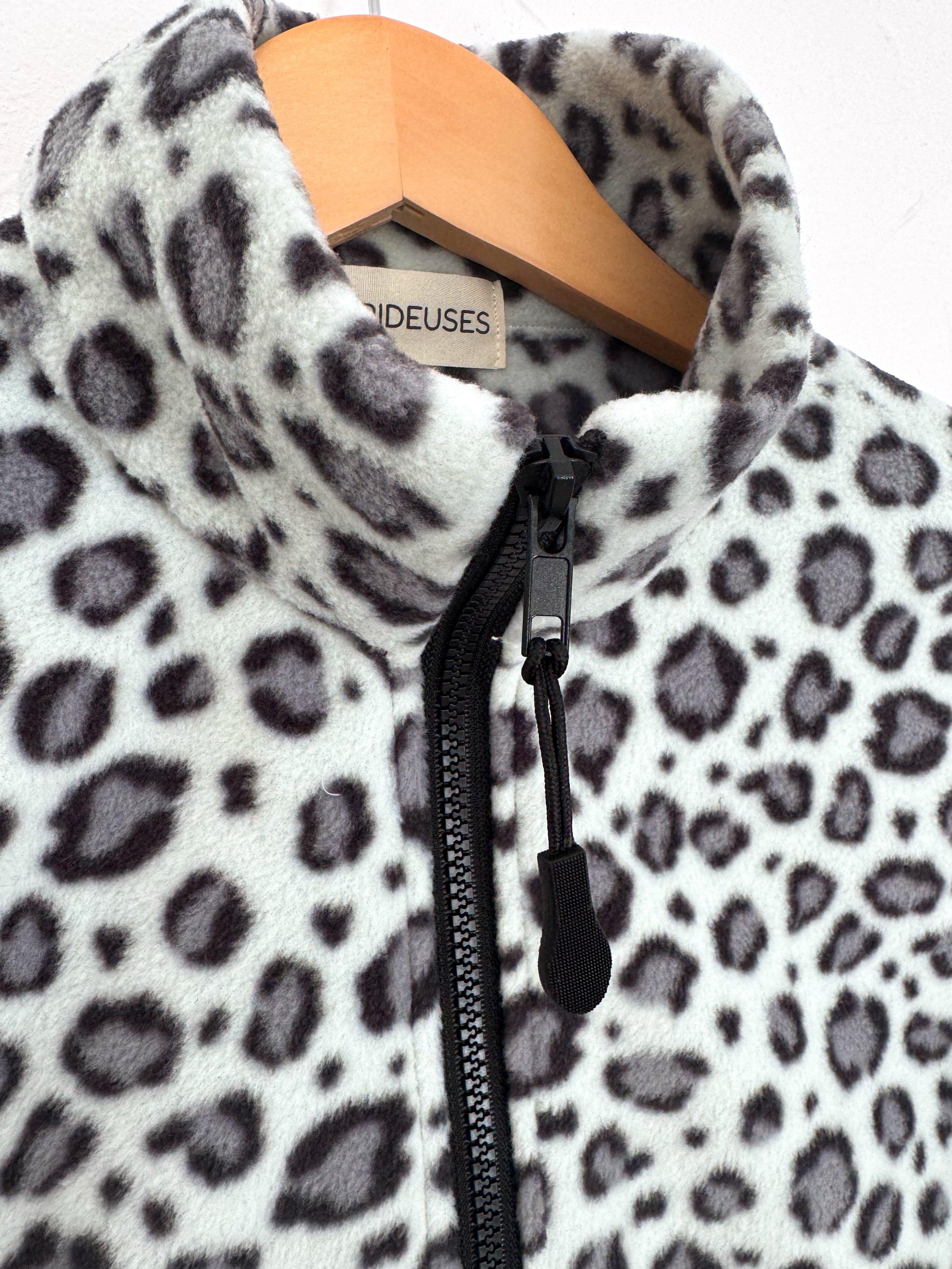 Pull polaire Léopard gris et noir