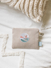 Pochette en velours côtelé beige