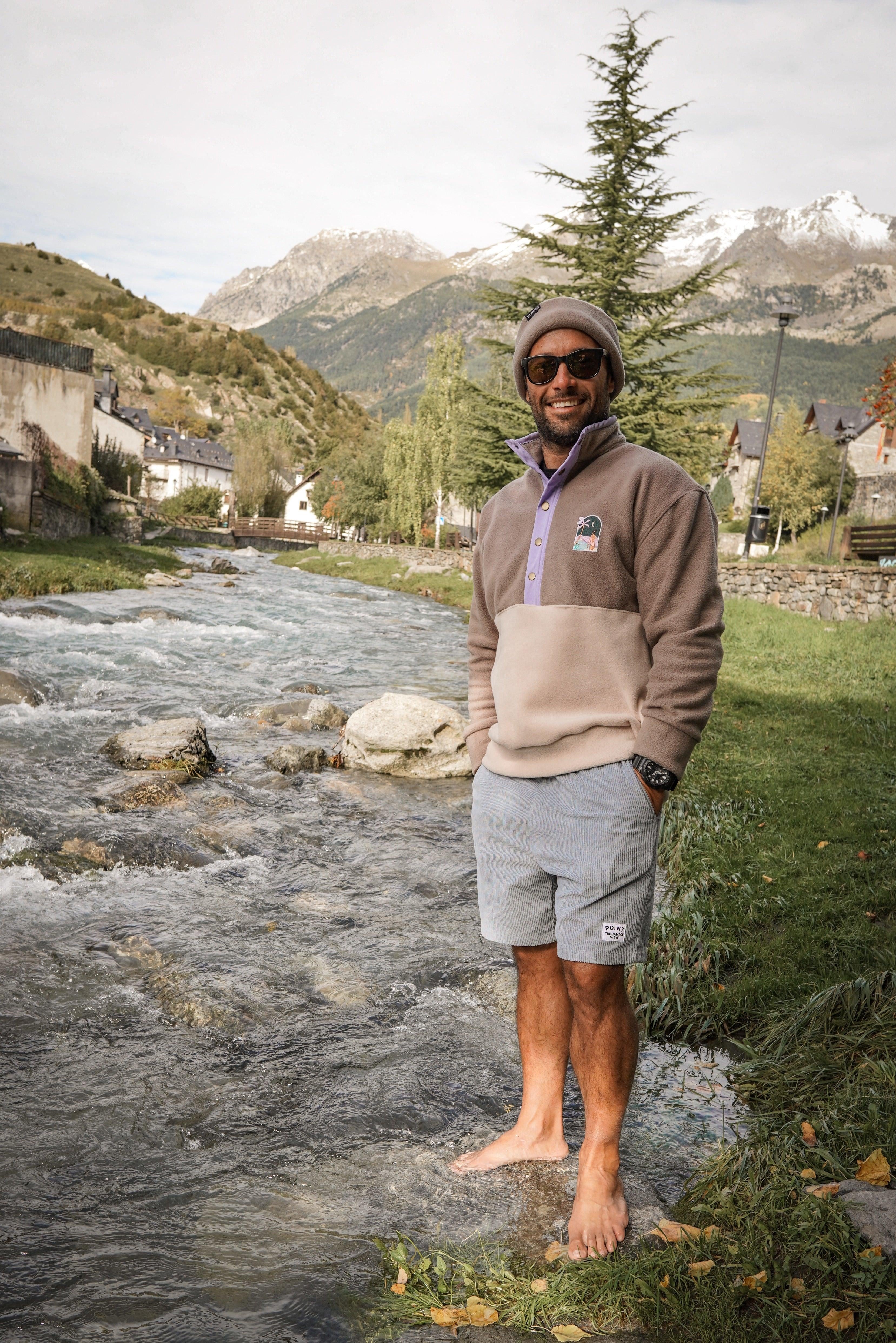 Veste polaire cappucino, beige et lila