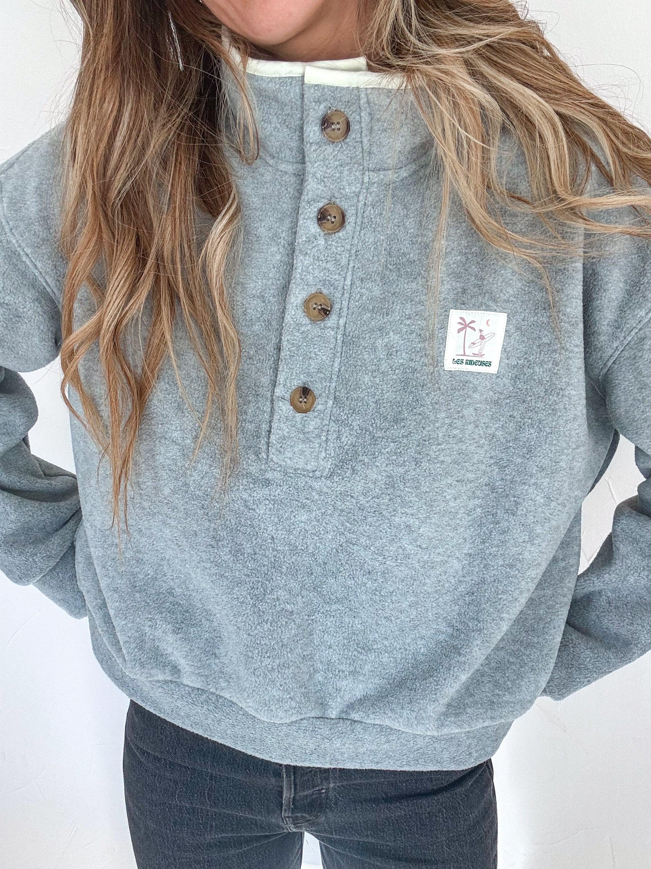 Pull polaire gris chiné