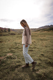 Veste polaire cappucino, beige et lila