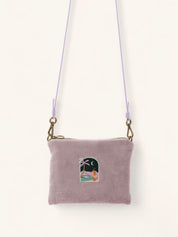 Pochette sacoche en éponge lila avec corde amovible