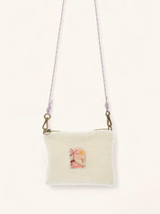 Pochette sacoche en éponge écrue avec corde amovible